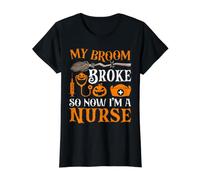 My Broom Broke So Now I'm A Nurse Camiseta gráfica económica, Mujer, Negro, M