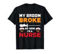 My Broom Broke So Now I'm A Nurse Funny Halloween Costume Camiseta gráfica económica