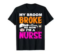 My Broom Broke So Now I'm A Nurse Funny Halloween Costume Camiseta gráfica económica