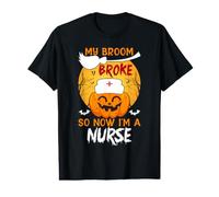 My Broom Broke So Now I'm A Nurse Funny Halloween Costume Camiseta gráfica económica