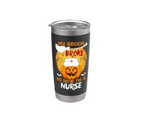 My Broom Broke So Now I'm A Nurse Funny Halloween Costume Vaso térmico de acero inoxidable de doble pared