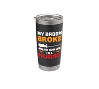 My Broom Broke So Now I'm A Nurse Funny Halloween Costume Vaso térmico de acero inoxidable de doble pared