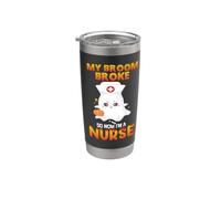 My Broom Broke So Now I'm A Nurse Funny Halloween Costume Vaso térmico de acero inoxidable de doble pared