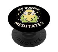 My Budgie Meditates - Lindo Tema de pájaro Loro PopSockets PopGrip Adhesivo