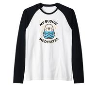My Budgie Meditates Loro Bird Theme Cute Art Camiseta Manga Raglan
