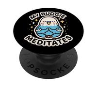 My Budgie Meditates Loro Bird Theme Cute Art PopSockets PopGrip Adhesivo