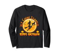 My Cairn Terrier Dog Rides Shotgun Funny Halloween Costumes Manga Larga