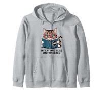 My Cat and I Like Smutty Books Nerd Reading Bookworm Sudadera con Capucha