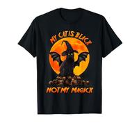 My Cat Is Black Not My Magick Witch Cat Moon Halloween Camiseta