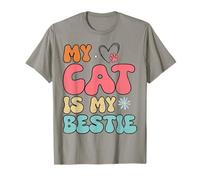 My Cat Is My Bestie Retro Aesthetic Quote Fun Girls Womens Camiseta
