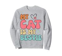 My Cat Is My Bestie Retro Aesthetic Quote Fun Girls Womens Sudadera