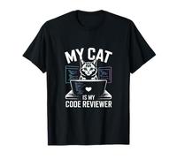 My Cat Is My Code Reviewer Programador Divertido Camiseta