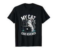 My Cat Is My Code Reviewer Programador Divertido Camiseta