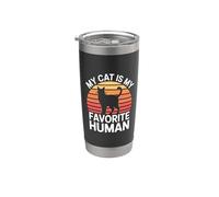 My Cat Is My Favorite Human Vaso térmico de acero inoxidable de doble pared