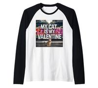My Cat Is My Valentine Bengala Street Graffiti Amante de los Gatos Camiseta Manga Raglan