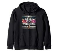 My Cat Is My Valentine Bengala Street Graffiti Amante de los Gatos Sudadera con Capucha