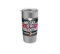 My Cat Is My Valentine Bengala Street Graffiti Amante de los gatos Vaso térmico de acero inoxidable de doble pared