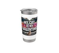 My Cat Is My Valentine Bengala Street Graffiti Amante de los gatos Vaso térmico de acero inoxidable de doble pared