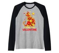 My Cat Is My Valentine Cute Cat Lover Corazones Floral Mujeres Camiseta Manga Raglan