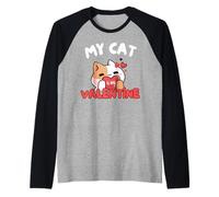 My Cat is My Valentine - diseño de Anime para el día de San Valentín Camiseta Manga Raglan