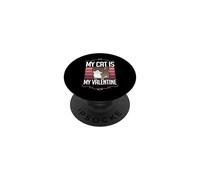 My Cat Is My Valentine Divertido Amor contra el corazón de San Valentín PopSockets PopGrip Adhesivo