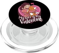 My Cat is My Valentine Divertido Día de San Valentín Mujeres PopSockets PopGrip para MagSafe