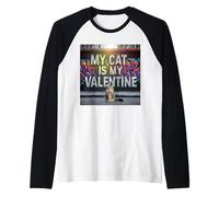 My Cat Is My Valentine Maine Coon Street Graffiti Amante de los Gatos Camiseta Manga Raglan
