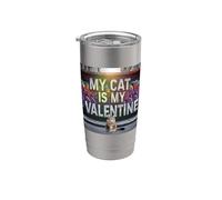 My Cat Is My Valentine Maine Coon Street Graffiti Amante de los gatos Vaso térmico de acero inoxidable de doble pared