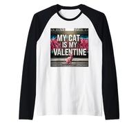 My Cat Is My Valentine Sphynx Street Graffiti Amante de los Gatos Camiseta Manga Raglan