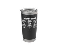 My Cat's Tricks - Divertido dueño de gato gato mamá gato papá meme gato Vaso térmico de acero inoxidable de doble pared