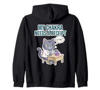 My Chakra Needs A Receipt Cita Cristal Gato Yoga Humor Divertido Sudadera con Capucha