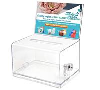 My Charity Boxes MCB - Urnas de acrílico de calidad con cerradura para donaciones y sugerencias - Caja de billetes de dibujo segura - Ideal para tarjetas de visita y eventos (transparente) (AC-32)