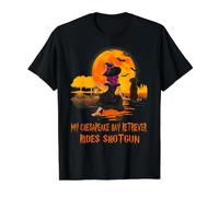 My Chesapeake Bay Retriever Rides Shotgun Dog Halloween Camiseta gráfica económica, Hombre, Negro, M