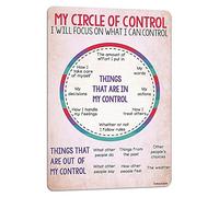 My Circle Of Control - Letreros verticales de metal para trabajadores sociales, póster de salud mental, divertido café, dormitorio, sala de estar, decoración de pared, 8 x 12 pulgadas