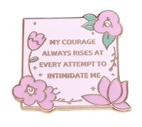 My Courage Always Rises At Every Attempt To Intimidate Me Pin Feminist con flores rosas Jane Austen cita famosa broche literario insignia regalo gusano de biblioteca, Acero inoxidable, Sin gemas.