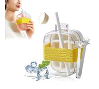 My Crush Cup - My Crush Cup Ice, 17/28 Oz 2-In-1 Cool Summer Ice Bottle Cup with Straw and Clip, Easy Ice Press to Release, Touch Free Ice Cube Trays with Lid for Freezer Making Bottle (White-500ML)