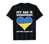 My Dad Is Ukrainian Nothing Scares Me - Diseño de corazón de Ucrania Camiseta gráfica económica, Hombre, Negro, S