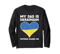 My Dad Is Ukrainian Nothing Scares Me - Diseño de corazón de Ucrania Manga Larga