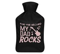 My Dad Rocks - Botella de agua de goma con cubierta de felpa suave, bolsa de agua caliente para invierno, manos y pies, protección contra el frío, 1000 ml