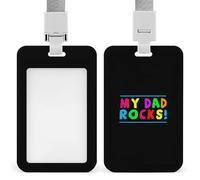 My Dad Rocks - Divertido soporte para tarjetas de identificación con cordón para profesores, enfermeras y médicos