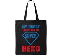 My Daddy is My Super Hero - Bolsa de algodón ecológico natural, color negro, Black, Talla única