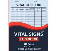 My Daily Record Vital Signs Log Book: Personal Health Record Log for Blood Pressure | Track Blood Pressure, Blood Sugar, Oxygen Level, Heart Rate, Temperature & Weight | 110 Pages | 8.5 x 11 Inches |