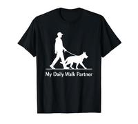 My Daily Walk Partner German Shepherd Owner Camiseta gráfica económica, Hombre, Negro, L