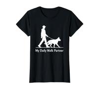 My Daily Walk Partner German Shepherd Owner Camiseta gráfica económica, Mujer, Negro, S
