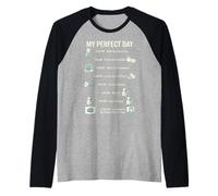 My Day Cat Schedule, Divertida Vida Felina para Amantes de los Gatos Camiseta Manga Raglan