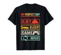 My Day Eat Sleep Game Repeat Funny Gamers Vintage Camiseta
