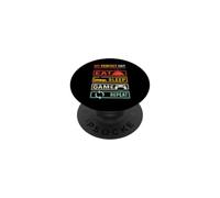 My Day Eat Sleep Game Repeat Funny Gamers Vintage PopSockets PopGrip Adhesivo