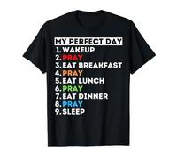My Day Pray Oración Orando Mamá Papá Abuelo Camiseta gráfica económica, Hombre, Negro, M