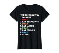 My Day Pray Oración Orando Mamá Papá Abuelo Camiseta gráfica económica, Mujer, Negro, S