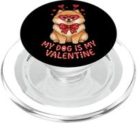My Dog Is My Valentine Cute Pomerania con Gafas de corazón PopSockets PopGrip para MagSafe